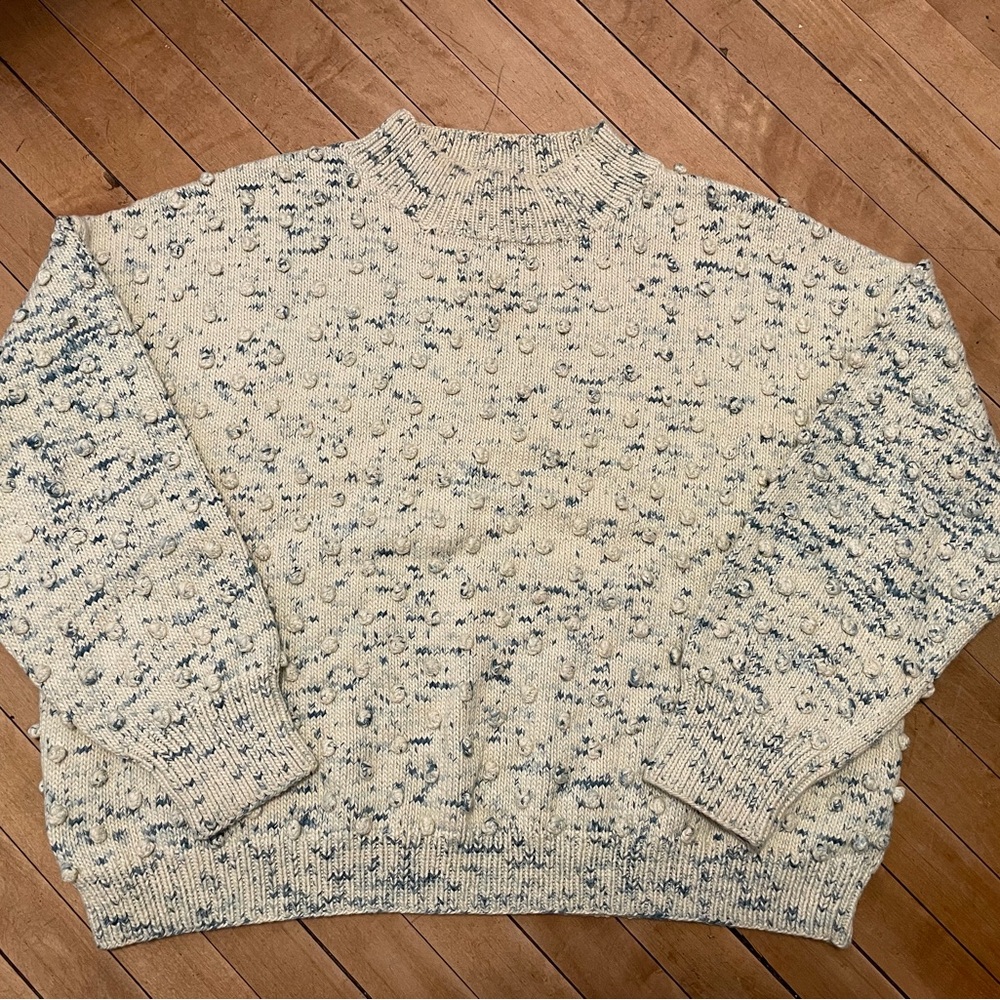 (SOLD) Misha & Puff Women’s Popcorn Sweater, 100% cotton, in Sea Salt